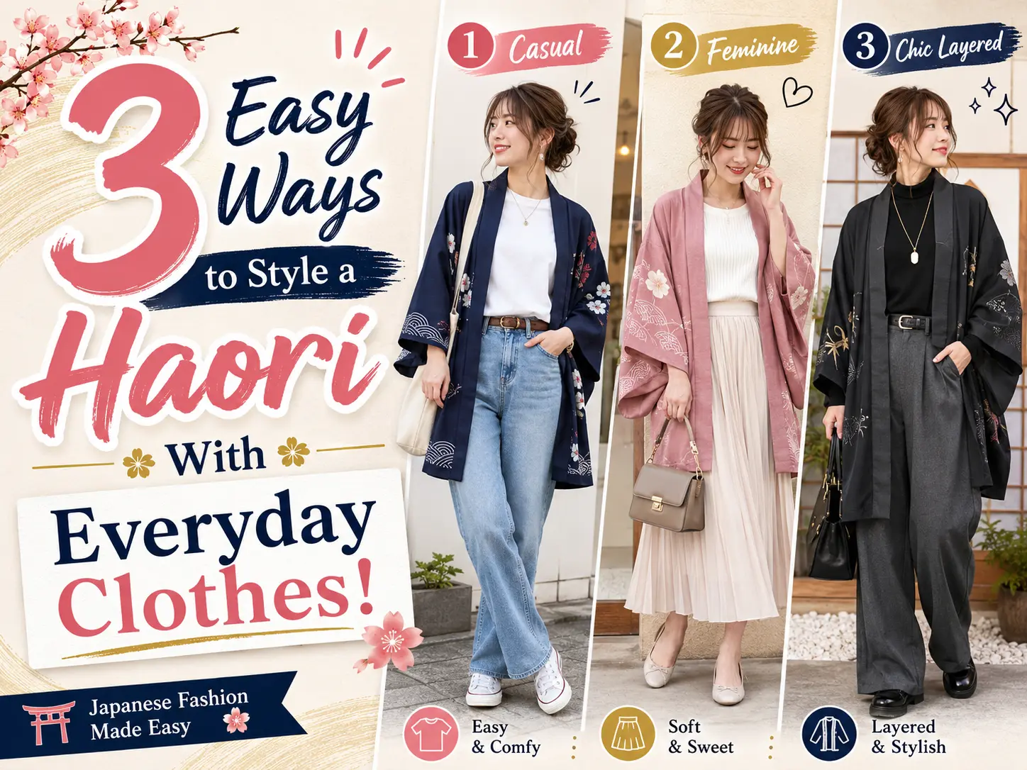 3 Easy Ways to Style a Haori With Everyday Clothes!