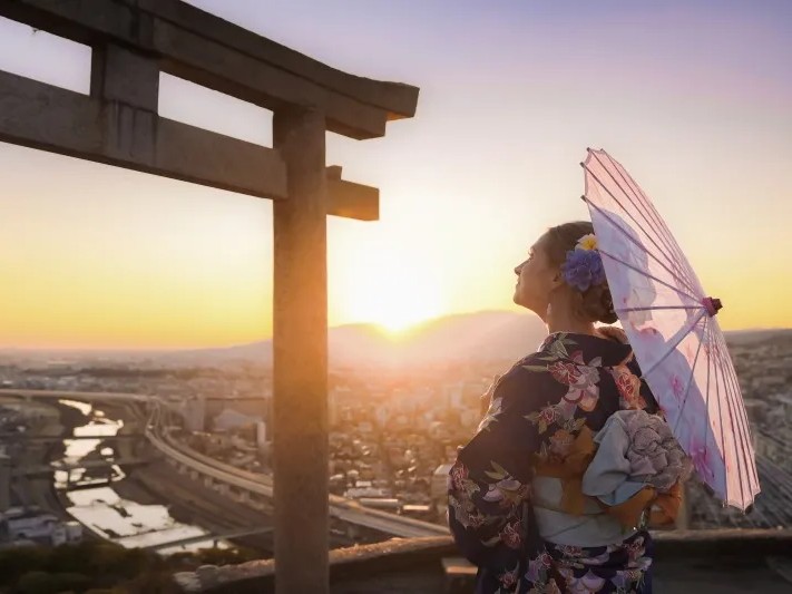 Sunset Views at Tenku no Torii in Kimono