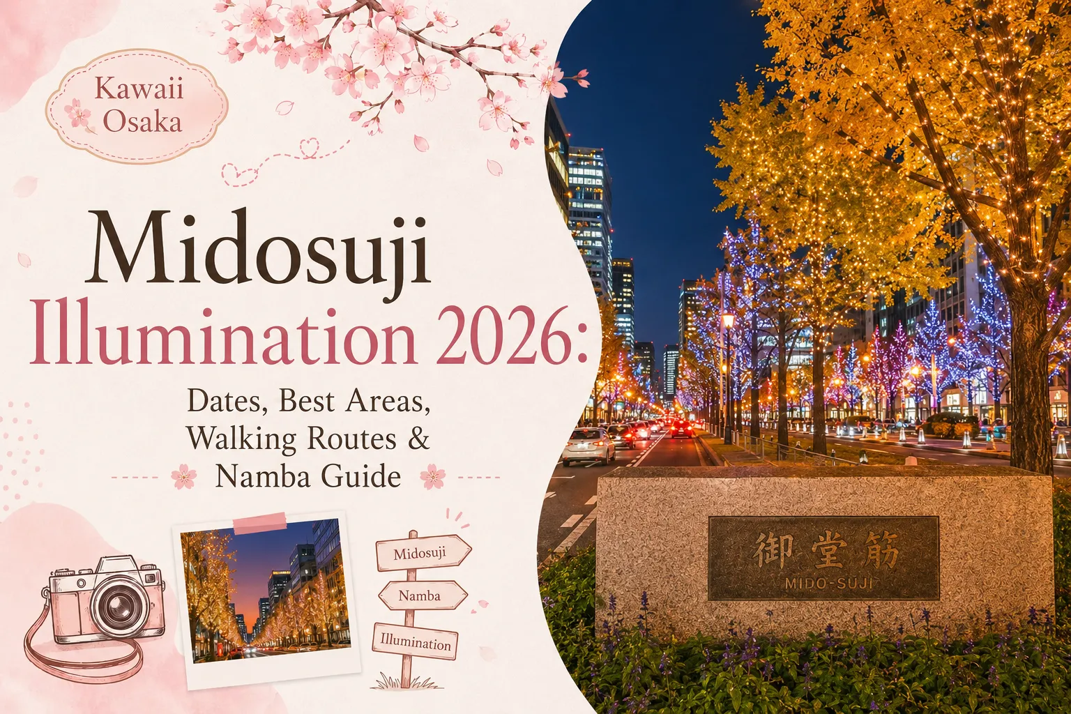 Midosuji Illumination 2026: Dates, Best Areas, Walking Routes & Namba Guide